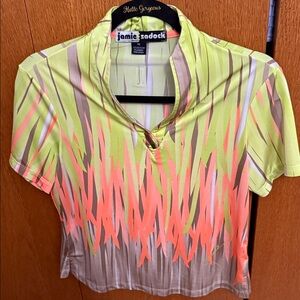 Jamie Sadock Lime and Coral Patterned Shirt